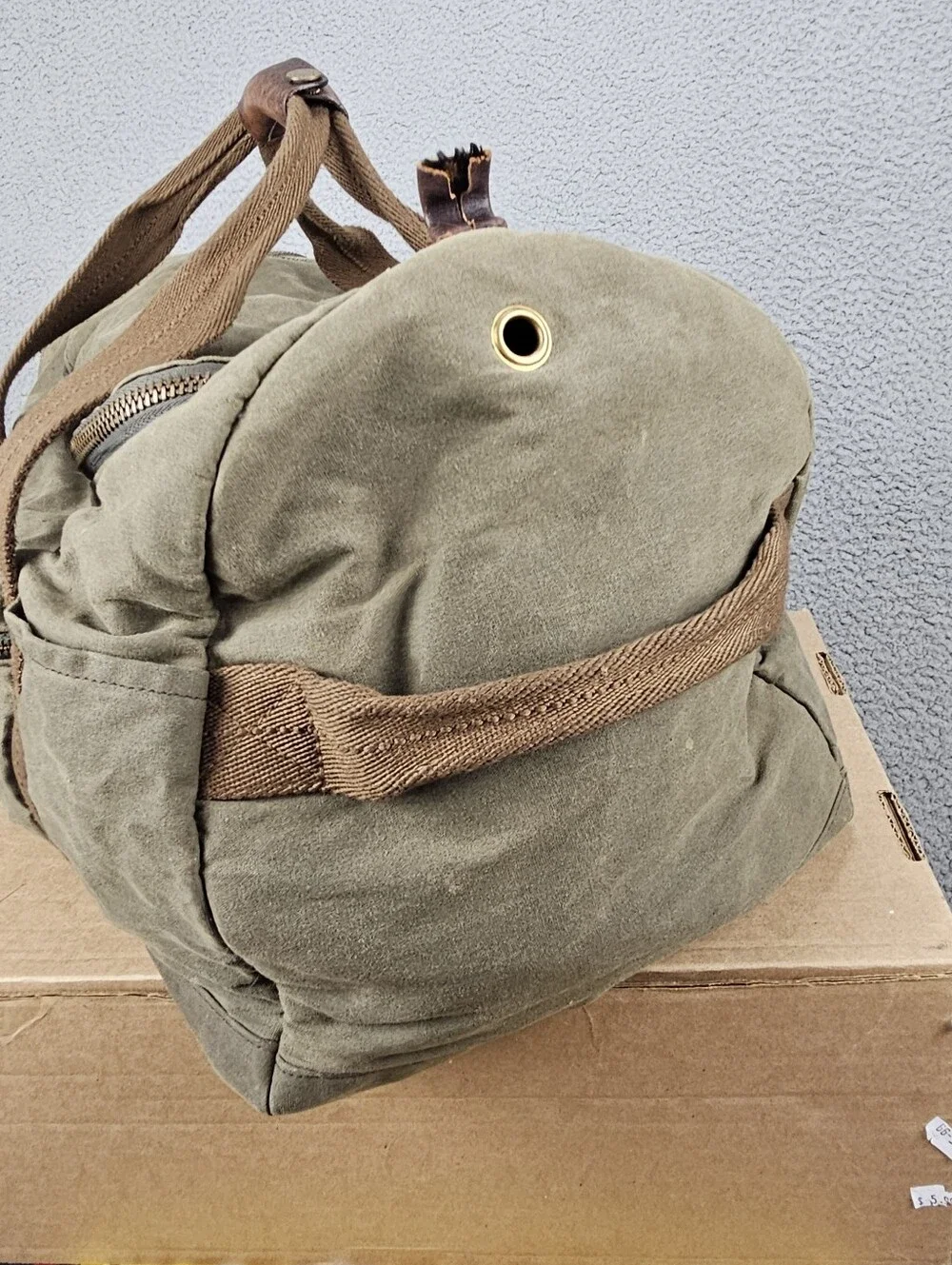 J. Crew Dry Goods Abingdon Weekender Duffel Bag Olive Green Canvas Leather New
